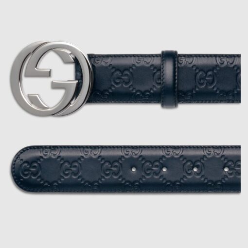 Signature Leather Belt Navy Blue - Image 2