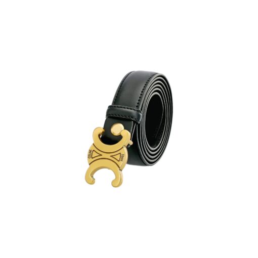 TRIOMPHE BELT IN TAURILLON LEATHER BLACK - Image 2