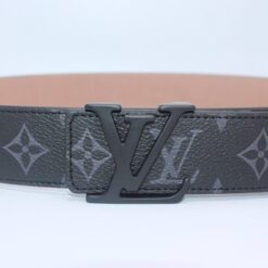 Black Monogram style Leather Belt - Brands Gateway