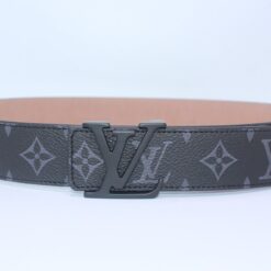 Black Monogram style Leather Belt - Brands Gateway