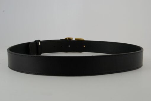 Valentino Garavani Black Leather Belt with Gold Buckle