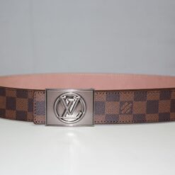 Brown Damier Chromium Buckle Leather Belt - Brands Gateway