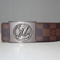 Brown Damier Chromium Buckle Leather Belt - Brands Gateway