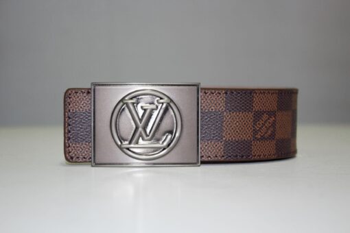 Brown Damier Chromium Buckle Leather Belt - Brands Gateway