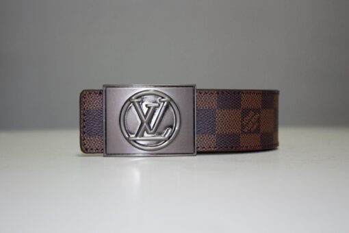 Brown Damier Chromium Buckle Leather Belt - Brands Gateway