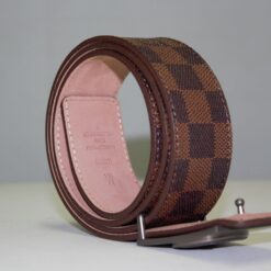 Brown Damier Chromium Buckle Leather Belt - Brands Gateway