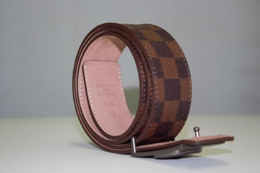 Brown Damier Chromium Buckle Leather Belt - Brands Gateway