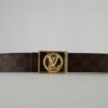 Louis Vuitton Brown Damier Belt with Gold Buckle