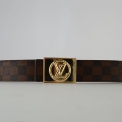 Louis Vuitton Brown Damier Belt with Gold Buckle