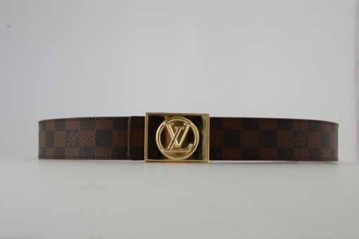 Louis Vuitton Brown Damier Belt with Gold Buckle