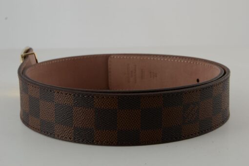 Brown Damier Gold Buckle Leather Belt - Brands Gateway