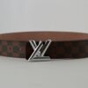 Brown Damier New Silver Buckle Leather Belt - Brands Gateway