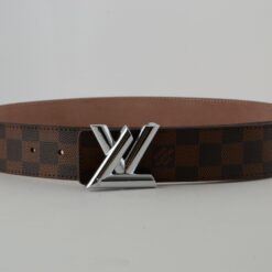 Brown Damier New Silver Buckle Leather Belt - Brands Gateway