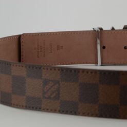 Brown Damier New Silver Buckle Leather Belt - Brands Gateway