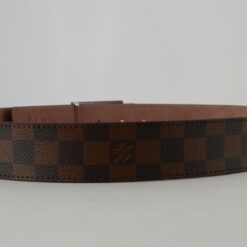 Brown Damier Silver Buckle Leather Belt - Brands Gateway