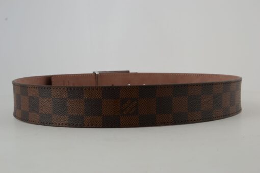 Brown Damier Silver Buckle Leather Belt - Brands Gateway