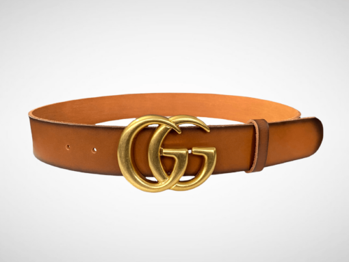 Gucci Brown Leather Belt Gold & Silver Buckle