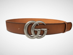 Gucci Brown Leather Belt Gold & Silver Buckle