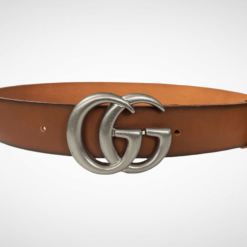 Gucci Brown Leather Belt Gold & Silver Buckle