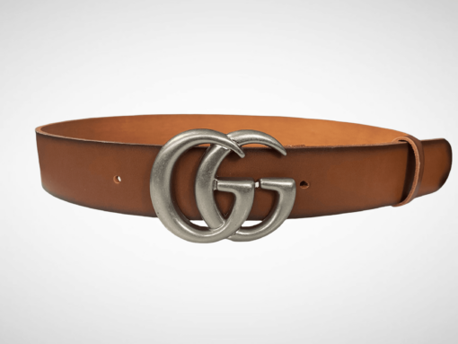 Gucci Brown Leather Belt Gold & Silver Buckle