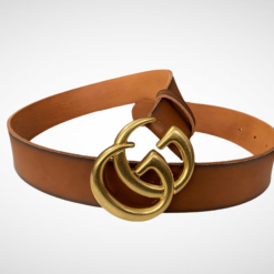 Gucci Brown Leather Belt Gold & Silver Buckle