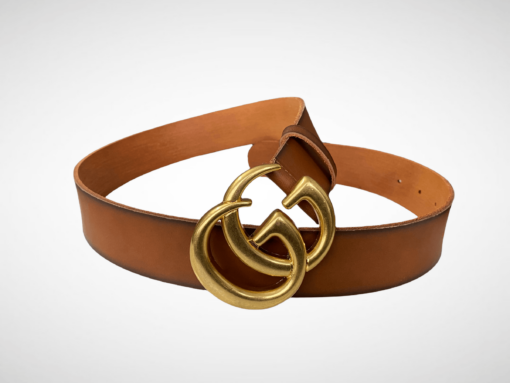 Gucci Brown Leather Belt Gold & Silver Buckle