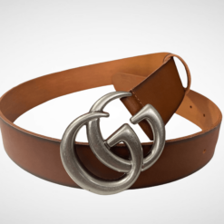 Gucci Brown Leather Belt Gold & Silver Buckle