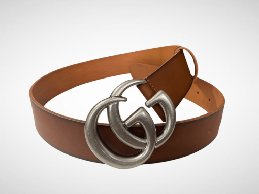 Gucci Brown Leather Belt Gold & Silver Buckle