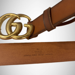 Gucci Brown Leather Belt Gold & Silver Buckle