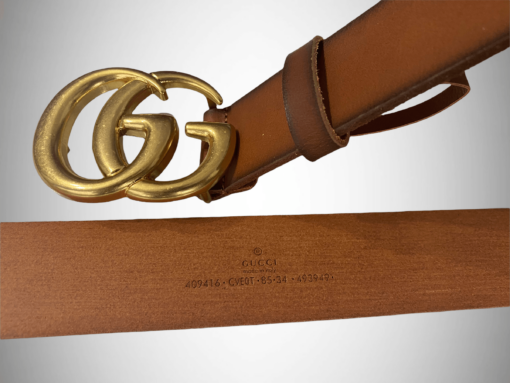 Gucci Brown Leather Belt Gold & Silver Buckle