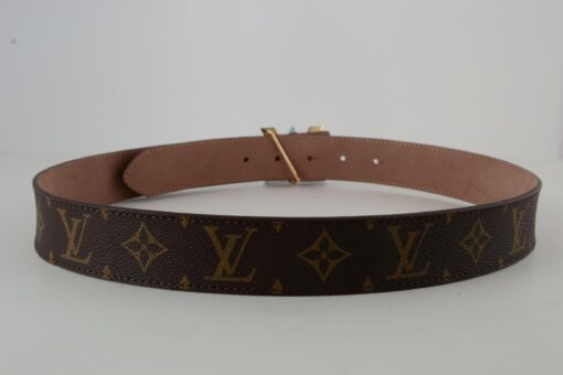 Brown Monogram New Gold & Silver Buckle Leather Belt - Brands Gateway