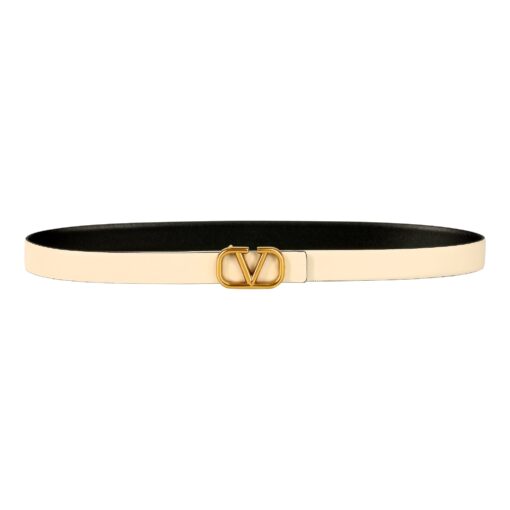 Valentino Gold Buckle Leather Belt - Image 2