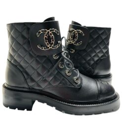 Calfskin Quilted Combat Boots