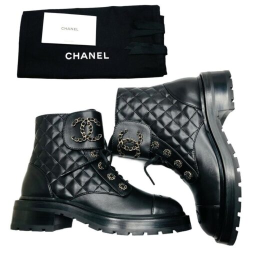 Calfskin Quilted Combat Boots