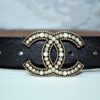 Chanel Caviar Pattern Belt Silver Diamond Buckle