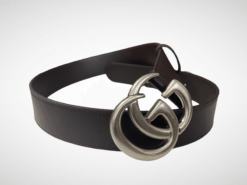 Gucci Dark Brown Leather Belt Silver Buckle 40 mm