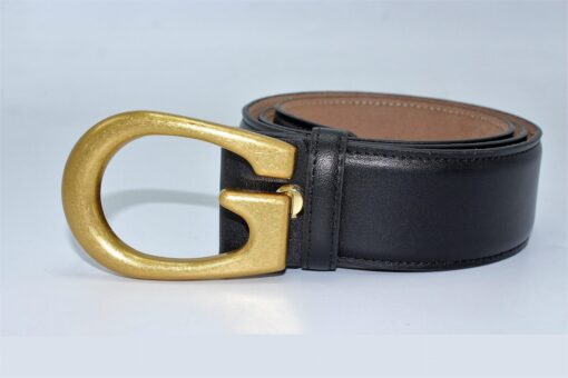 Gucci G Bronze Buckle Leather Belt 40mm
