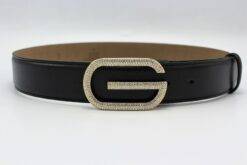 Gucci G Diamond Gold Buckle Leather Belt 40mm