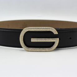 Gucci G Diamond Gold Buckle Leather Belt 40mm