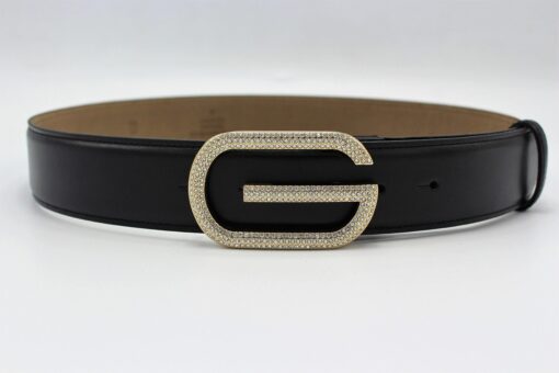 Gucci G Diamond Gold Buckle Leather Belt 40mm