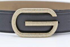 Gucci G Diamond Gold Buckle Leather Belt 40mm