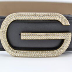 Gucci G Diamond Gold Buckle Leather Belt 40mm