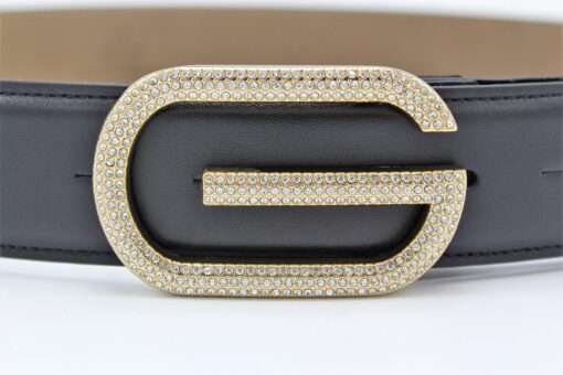 Gucci G Diamond Gold Buckle Leather Belt 40mm