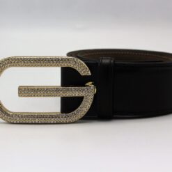 Gucci G Diamond Gold Buckle Leather Belt 40mm