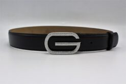 Gucci G Diamond Silver Buckle Leather Belt 40mm
