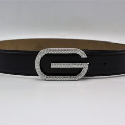 Gucci G Diamond Silver Buckle Leather Belt 40mm