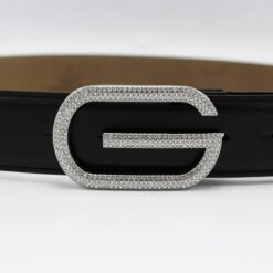 Gucci G Diamond Silver Buckle Leather Belt 40mm