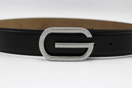 Gucci G Diamond Silver Buckle Leather Belt 40mm