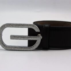 Gucci G Diamond Silver Buckle Leather Belt 40mm