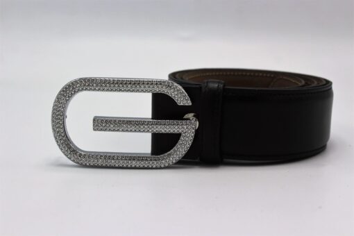 Gucci G Diamond Silver Buckle Leather Belt 40mm